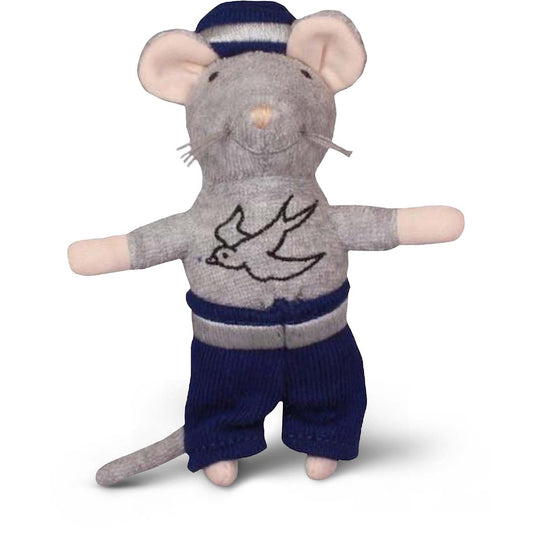 Kleine graubraune Plüsch-Maus Opa Seemann von Sam & Julia mit Matrosenkleidung