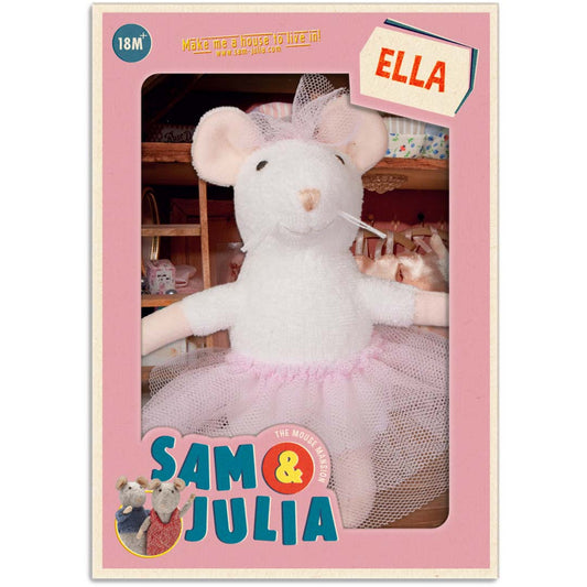 Plüsch-Maus Ella von Sam & Julia in Ballettoutfit, 12 cm groß, aus Baumwolle und Polyester
