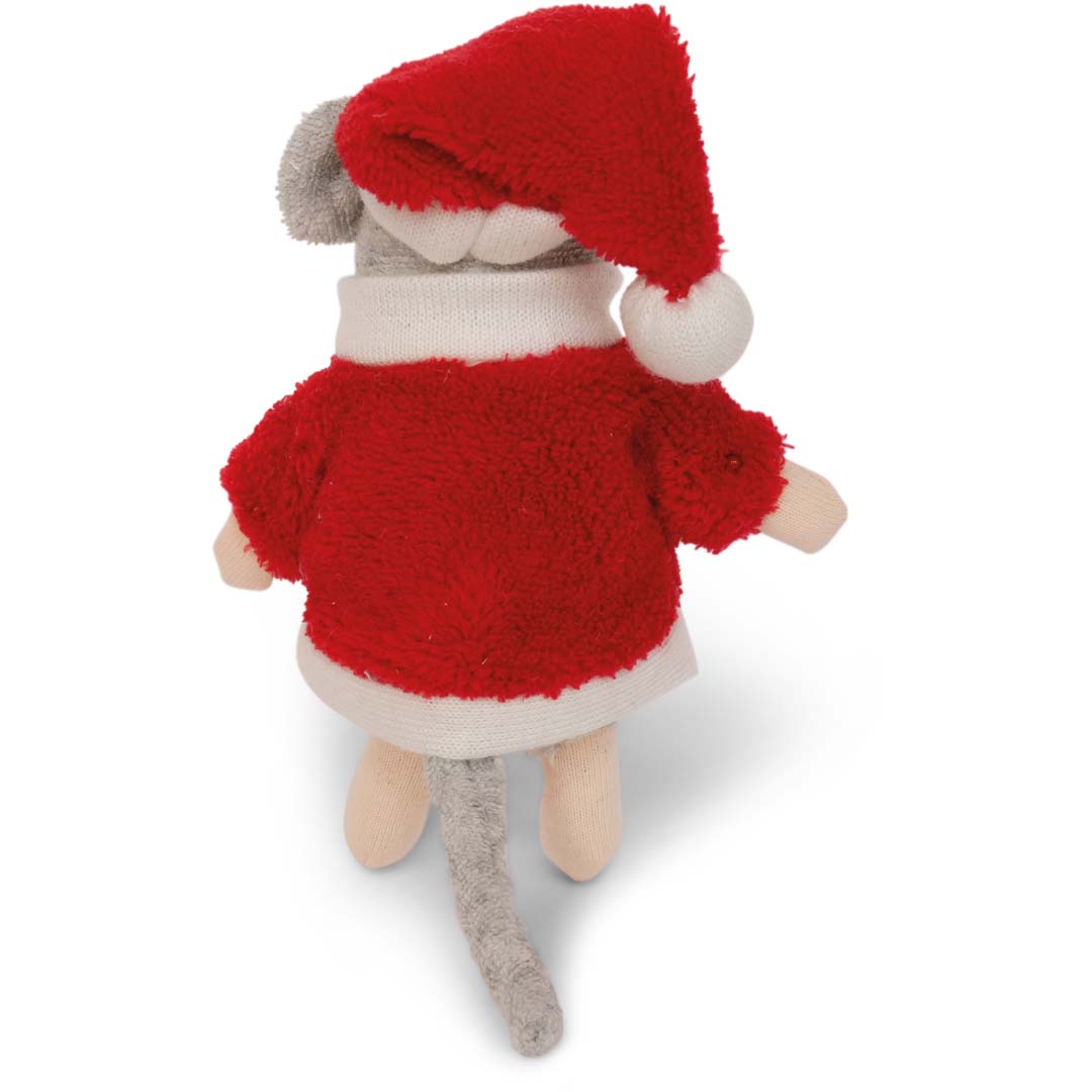 Kleine Plüsch-Maus Sam & Julia Santa mit rotem Weihnachtsmann-Kostüm und weißer Mütze
