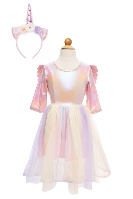 Einhornkleid mit Flügeln und Stirnband in Pastelltönen von Great Pretenders