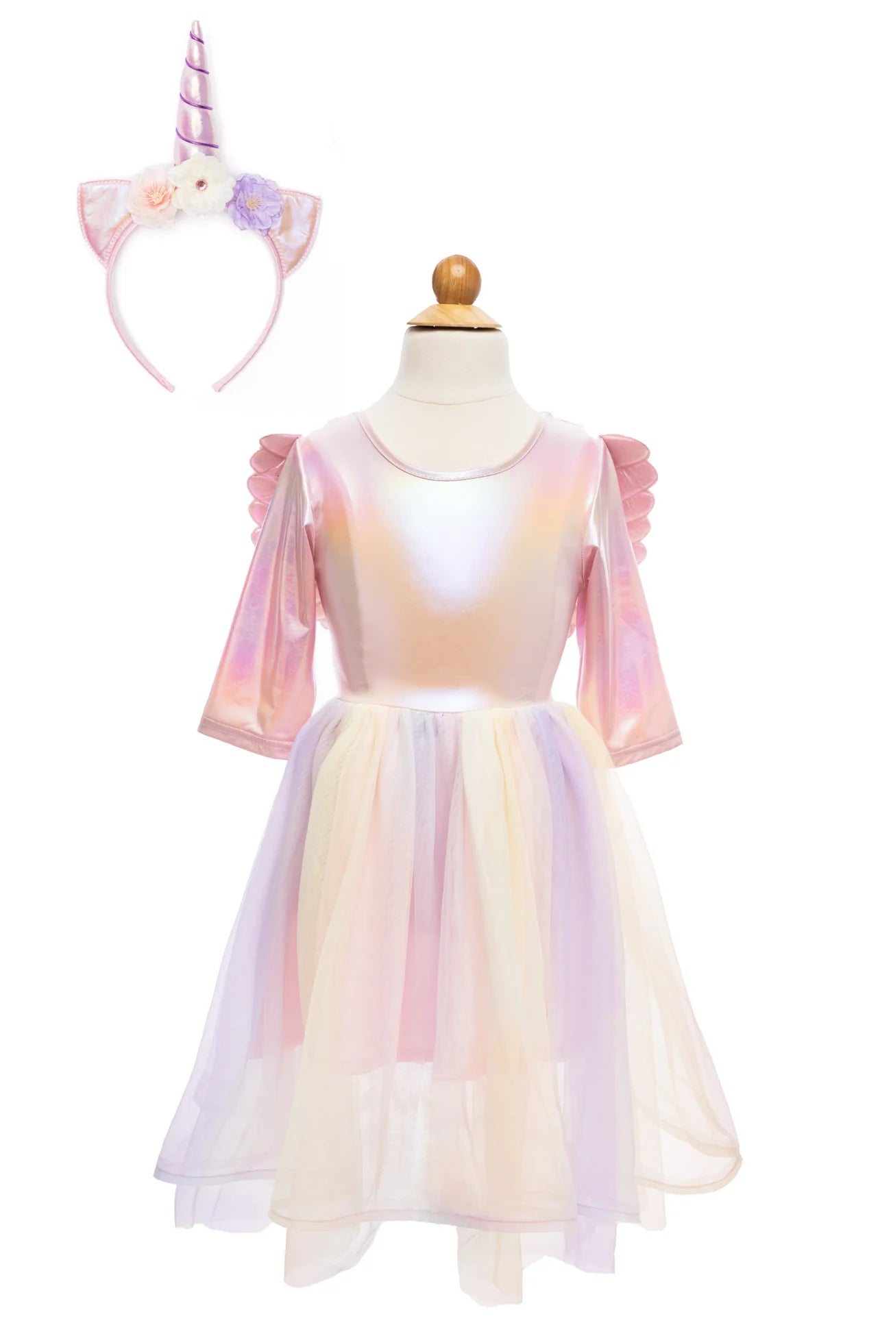 Einhornkleid mit Flügeln und Stirnband von Great Pretenders in Größe 92/104