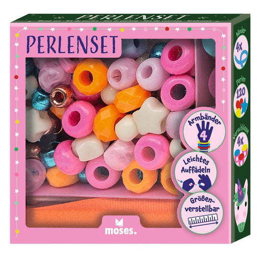 Moses Perlenset Winterzauber in Rosa, Packung mit Perlen in Rosa, Orange und Weiß
