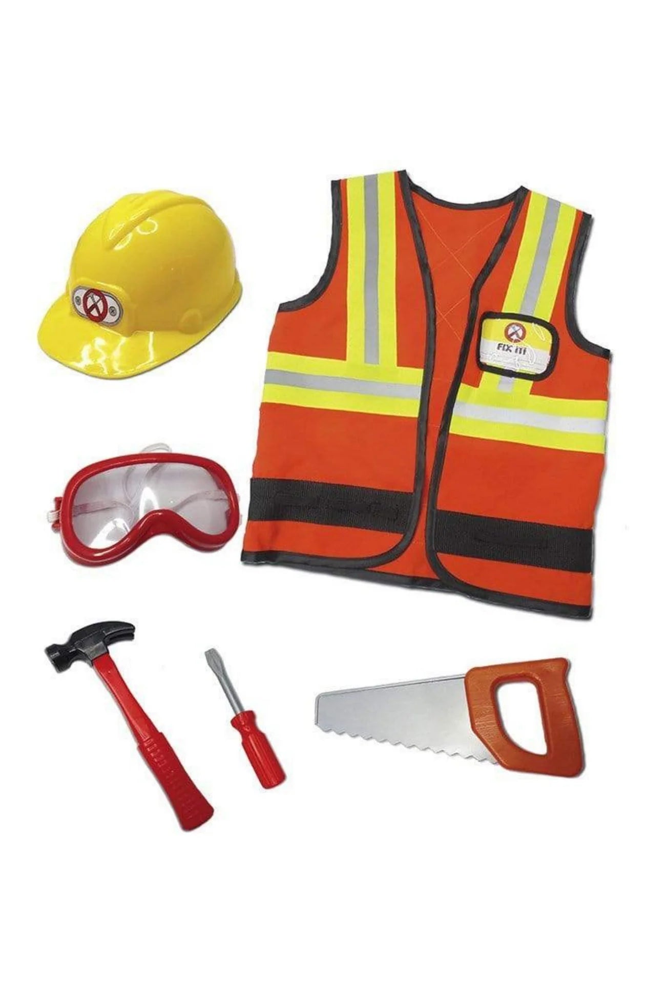 Bauarbeiter-Kostüm-Set Great Pretenders mit Zubehör in Tasche für Größe US 5-6