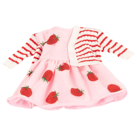 Götz - Kombi Glitzerbeere Jacke und Kleid - Puppenkleidung Gr. XL (45-50cm)