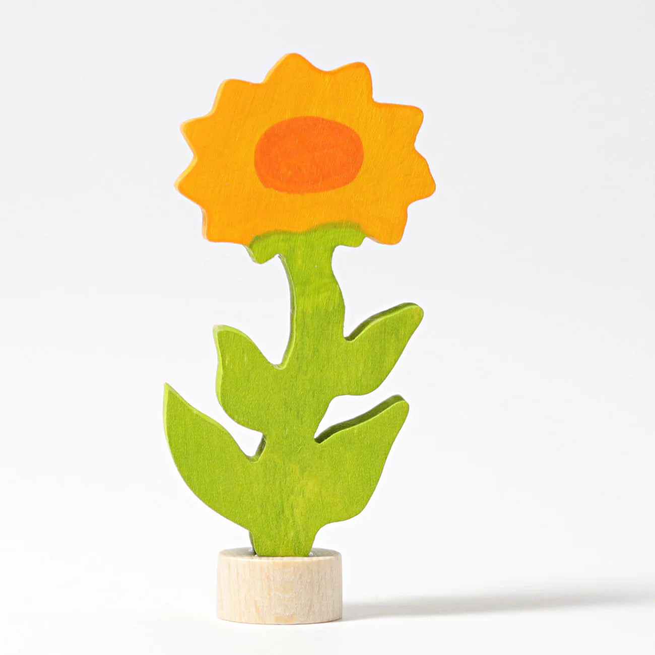 Holz-Steckfigur Ringelblume von Grimm's mit gelben und orangefarbenen Scheiben