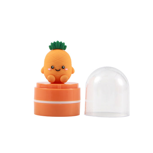Stempel mit Figur Ananas, Schutzkappe abgenommen daneben