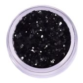 Grimas Bio Cosmetic Glitter L101 in schwarzem Glitter, rundes Behältnis mit violettem Deckel