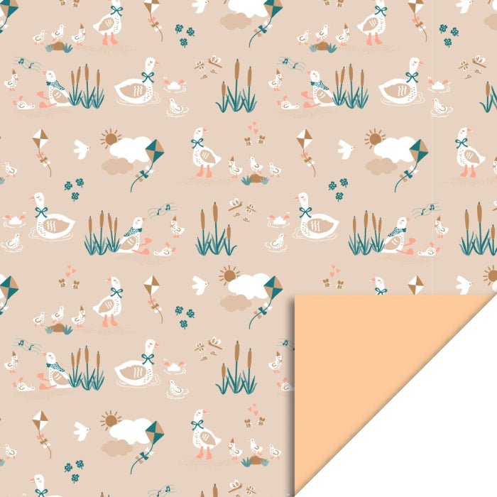 House of Products - Geschenkpapier 3m - Gänse / Peache