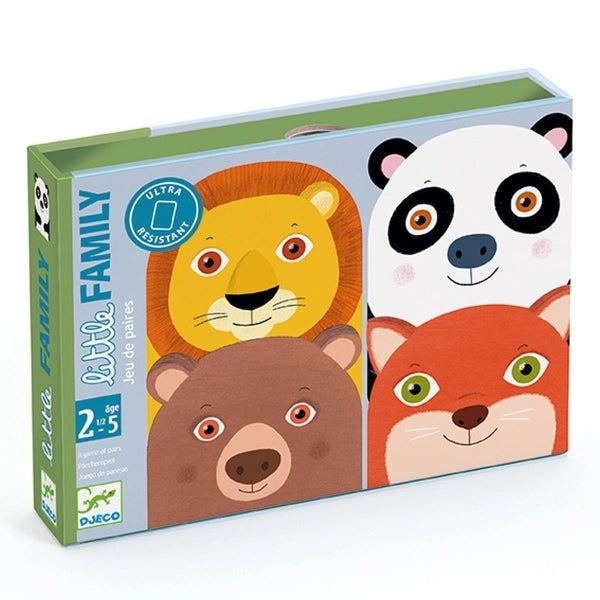 Djeco Little Family Kartenspiel mit bunten Tierfamilien-Illustrationen für Kleinkinder
