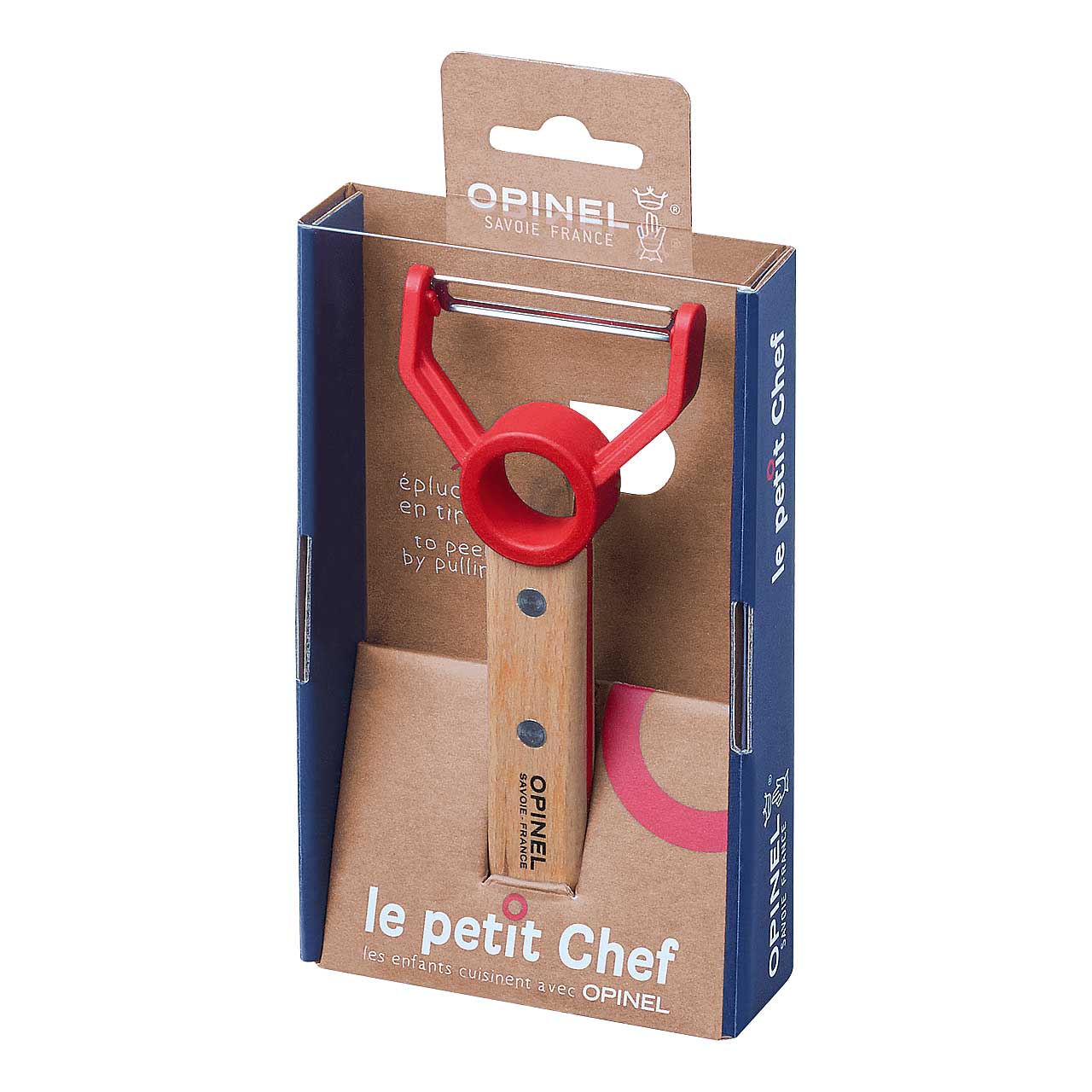 Opinel Le Petit Chef Kindersparschäler mit abgerundeter Edelstahlklinge und rutschfestem Griff