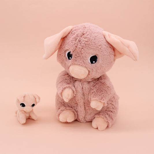 Les Déglingos - Les Ptipotos - Mama zund Baby Schwein - rosa 25cm
