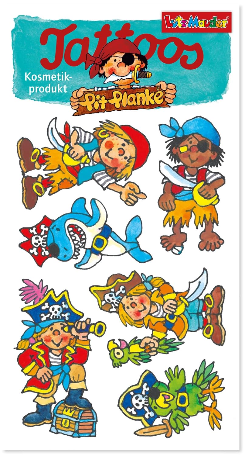 Piraten-Temporary-Tattoos Set von Lutz Mauder mit bunten Motiven