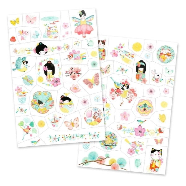 Temporäre Tattoos Djeco Sakura mit Kirschblüten und Schmetterlingen Motiven