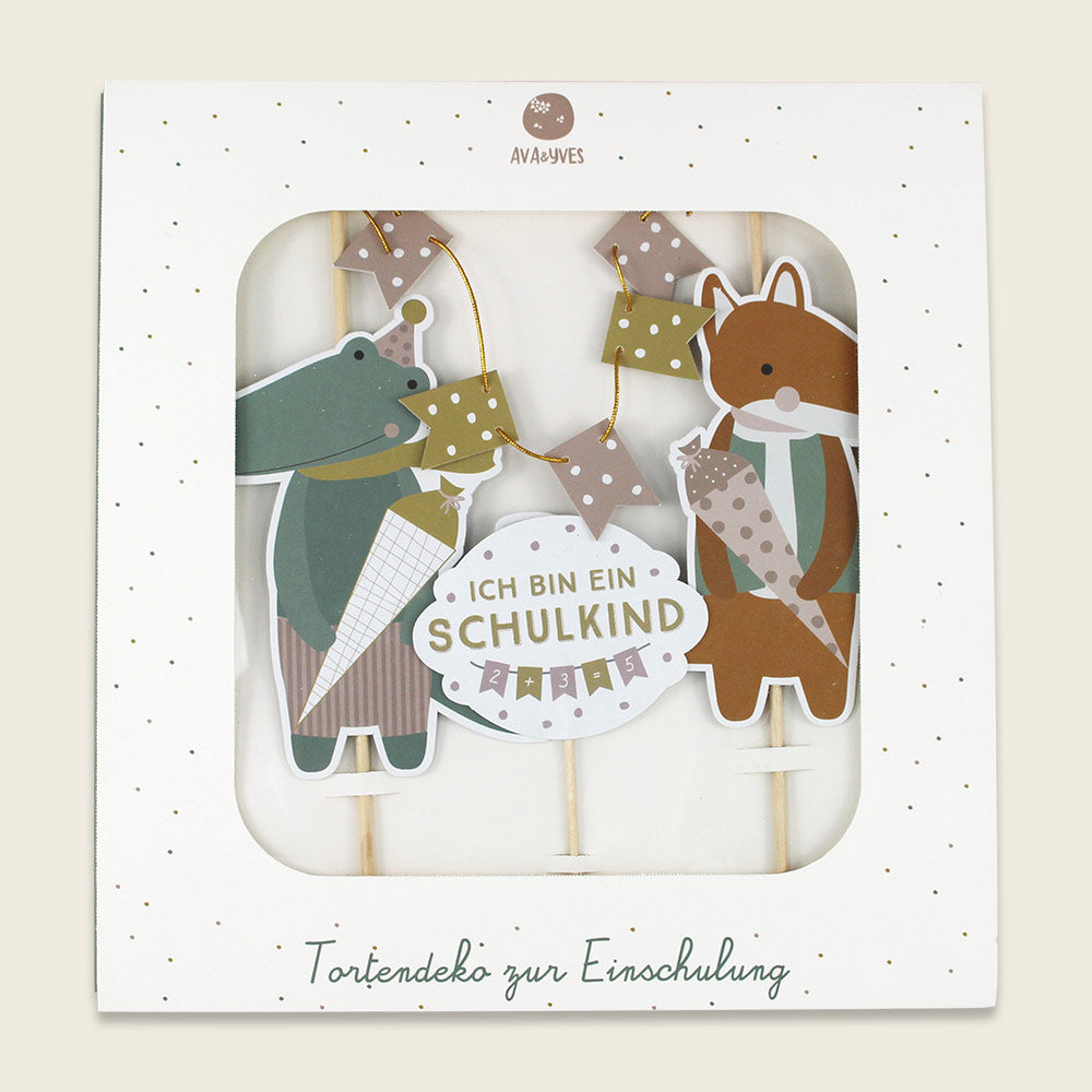 Ava & Yves - Cake Topper Einschulung pastell