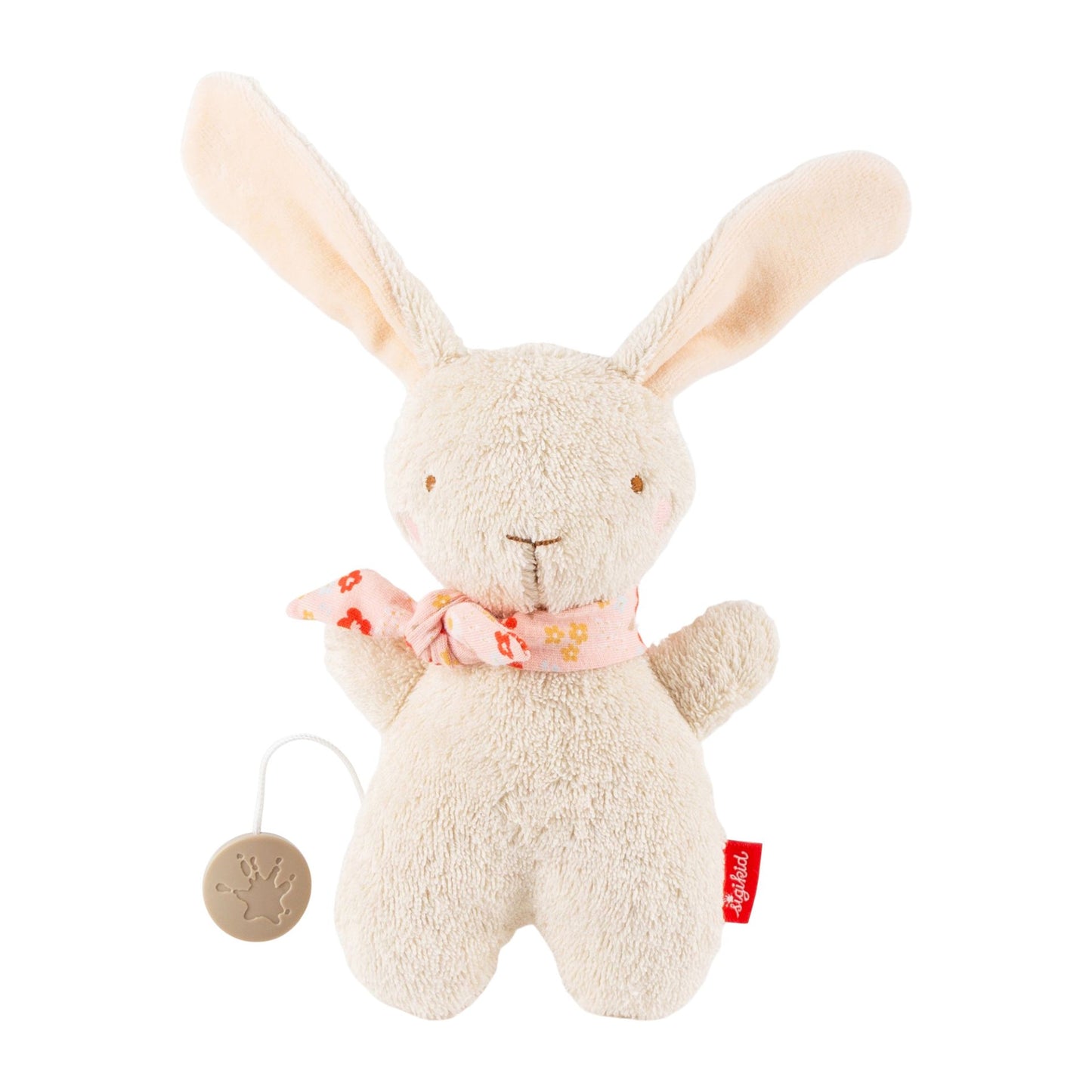 Mini Spieluhr Hase aus weichem weißem Stoff von sigikid mit Aufziehwerk