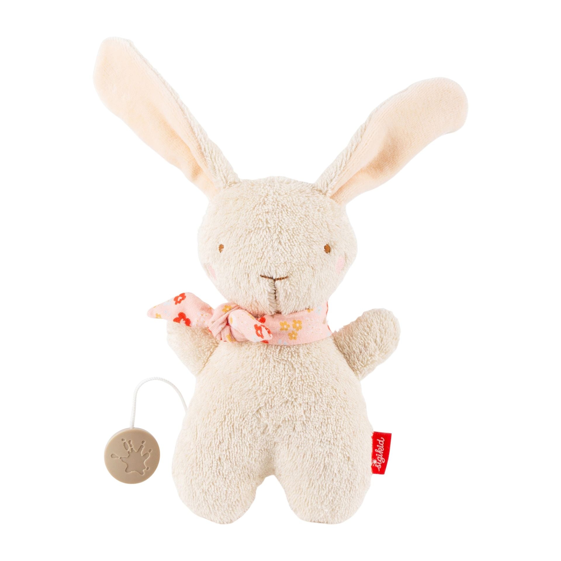 Mini Spieluhr Hase aus weichem weißem Stoff von sigikid mit Aufziehwerk
