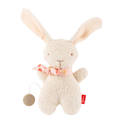 Mini Spieluhr Hase aus weichem weißem Stoff von sigikid mit Aufziehwerk