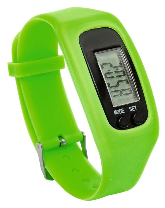 Digitale Armbanduhr mit Schrittzähler von Moses, schwarzes verstellbares Armband