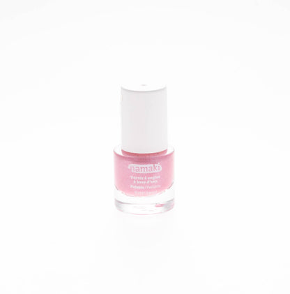 Namaki Nagellack in zartem Pink mit Glittereffekt, weißer Deckel, Packshot vor weißem Hintergrund