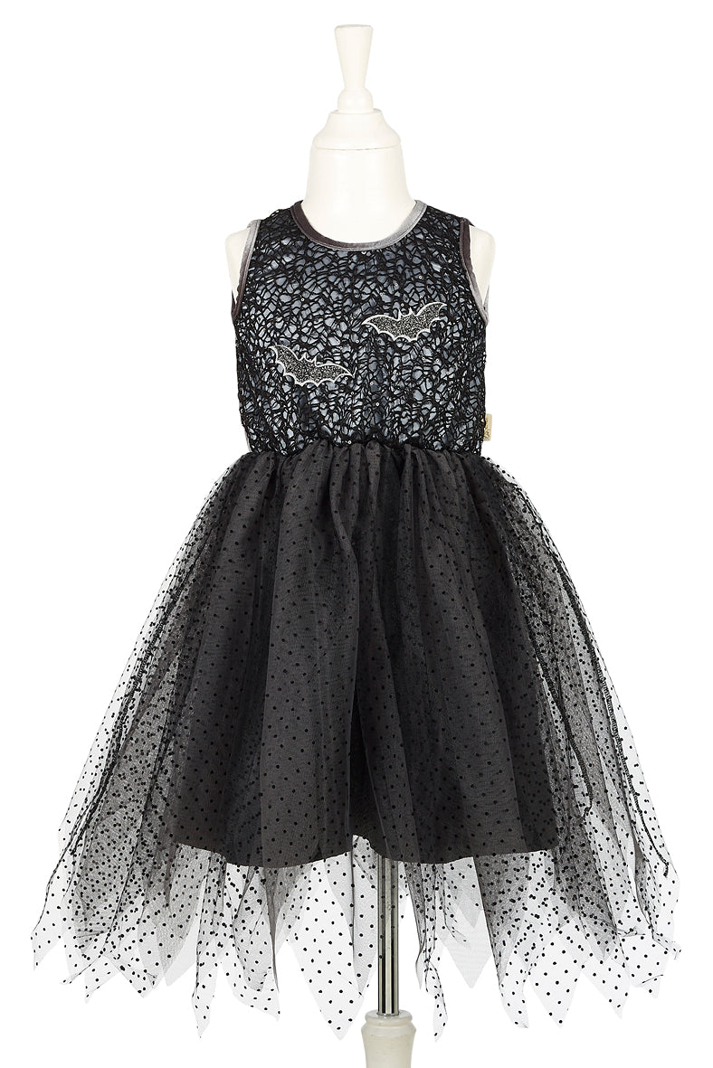 Souza Mathilde Kleid schwarz mit Pailletten-Oberteil und Tüllrock mit Pünktchen-Muster auf Schneiderpuppe
