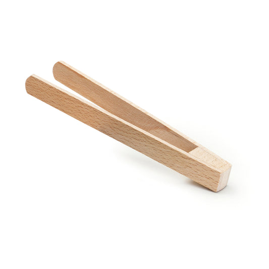 Erzi Holz-Würstchenzange mit zwei spitz zulaufenden Greifzangen aus hellem Buchenholz, Packshot