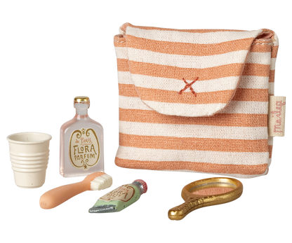 Maileg - Zahnbürsten-Set in Tasche, Maus - Rot gestreift