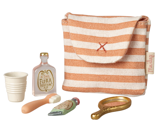 Maileg - Zahnbürsten-Set in Tasche, Maus - Rot gestreift
