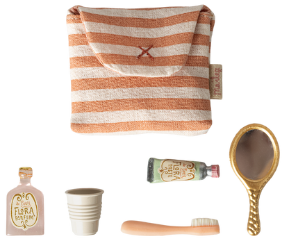 Maileg - Zahnbürsten-Set in Tasche, Maus - Rot gestreift
