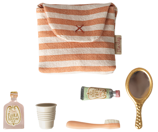 Maileg - Zahnbürsten-Set in Tasche, Maus - Rot gestreift