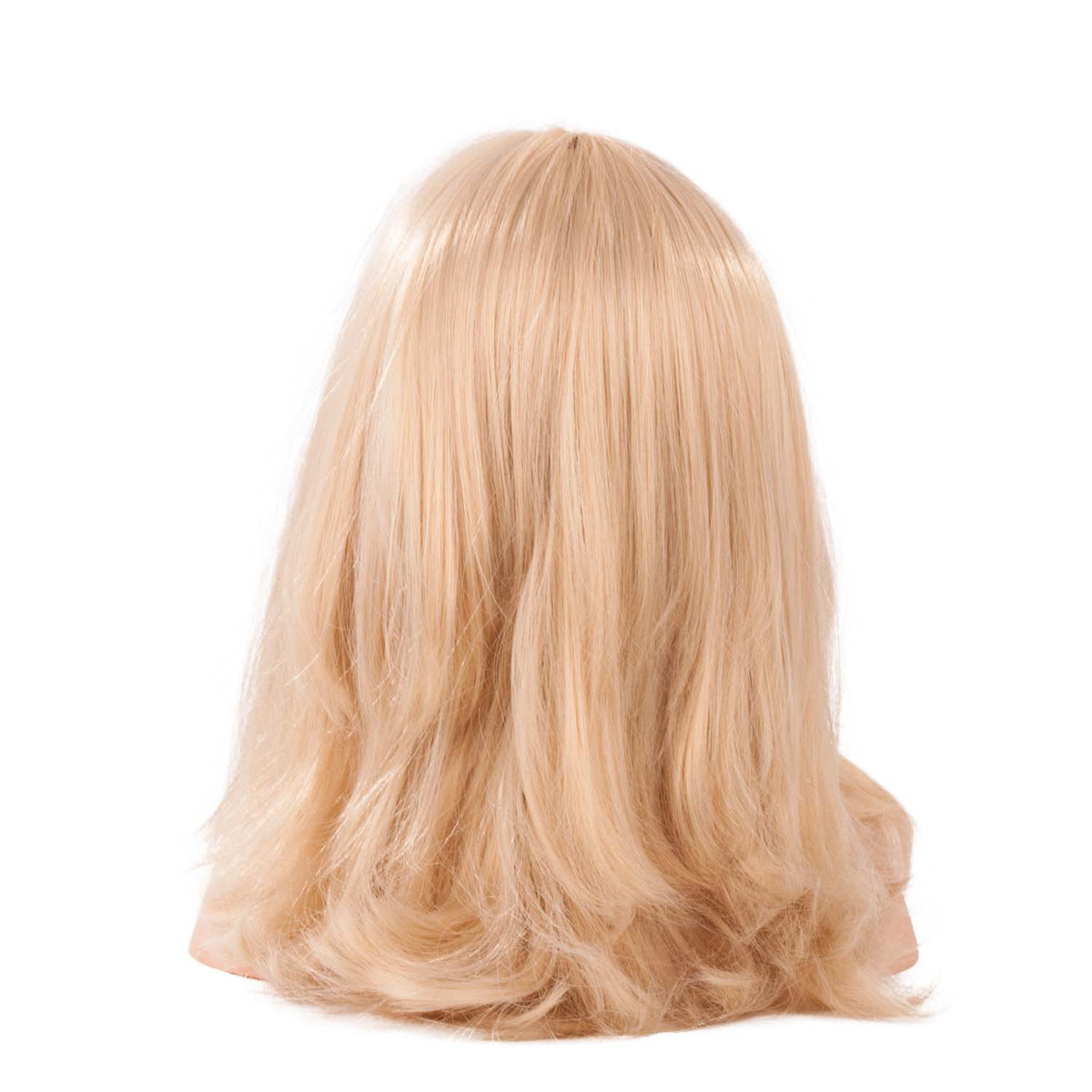 Götz Frisierkopf mit schulterlangem blondem Haar in glatter Frisur, Rückansicht