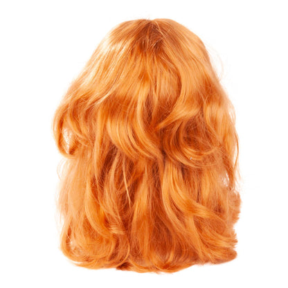 Götz Frisierkopf mit orangerotem voluminösem Haar und Locken, Frontalansicht