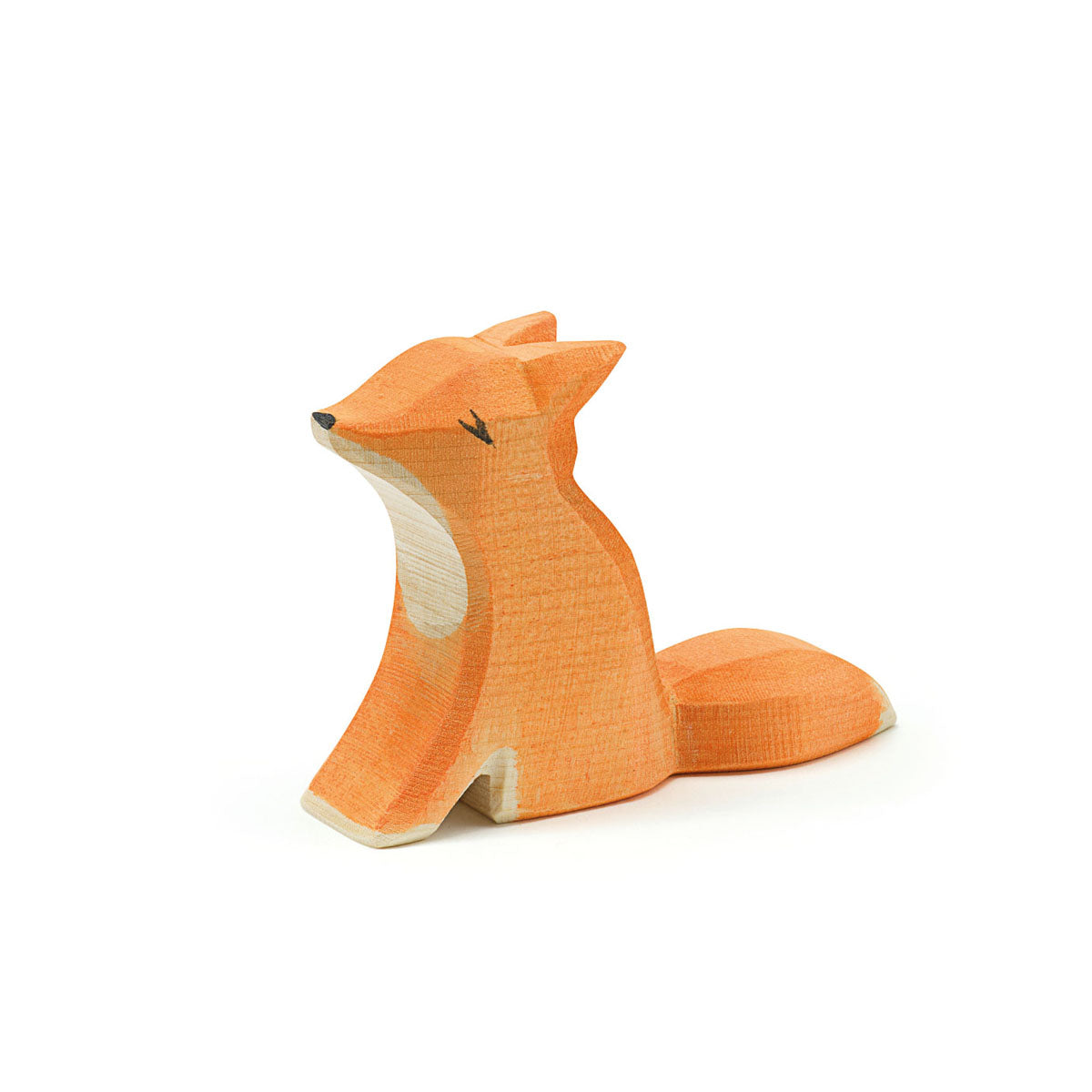 Ostheimer Holzfigur Fuchs klein, sitzend, orange mit beiger Bauchzeichnung und schwarzem Auge
