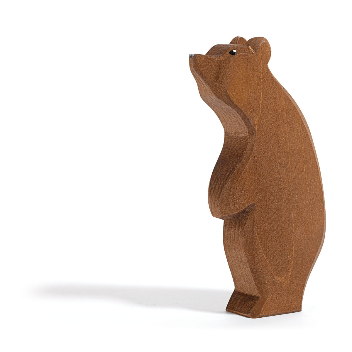 Ostheimer Holzfigur Bär in Braun, aufrecht stehend mit erhobenem Kopf