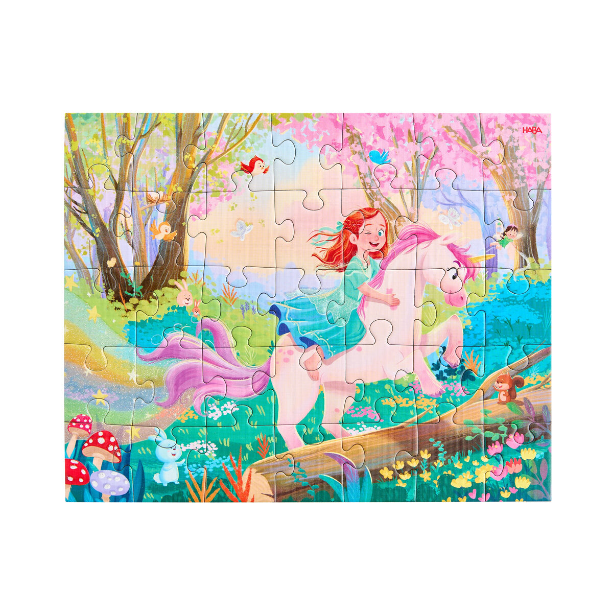 Haba Puzzle Zauberträume: Einhorn und Elfe am Wasser im Zauberwald