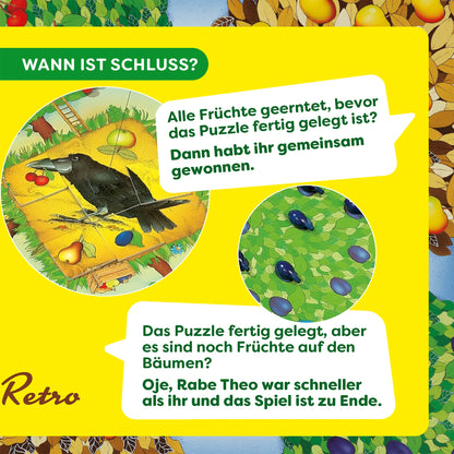Haba Retro Obstgarten: So endet das Spiel, gemeinsam gewinnen oder der Rabe Theo ist schneller