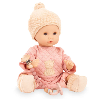 Babypuppe Sleepy Aquini Girl Bärig 33 cm von Götz mit Bärenmotiv und geschlossenen Augen