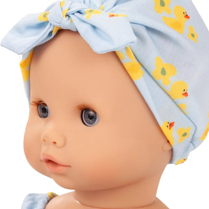 Babypuppe Götz Sleepy Aquini Girl 33 cm mit gelbem Entchen-Outfit und Schlafaugen