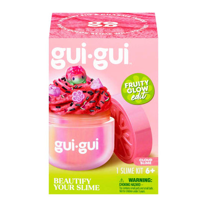 gui gui Cloud Slime Verpackung, rosa Box mit pinkfarbener Slime und roten Elementen