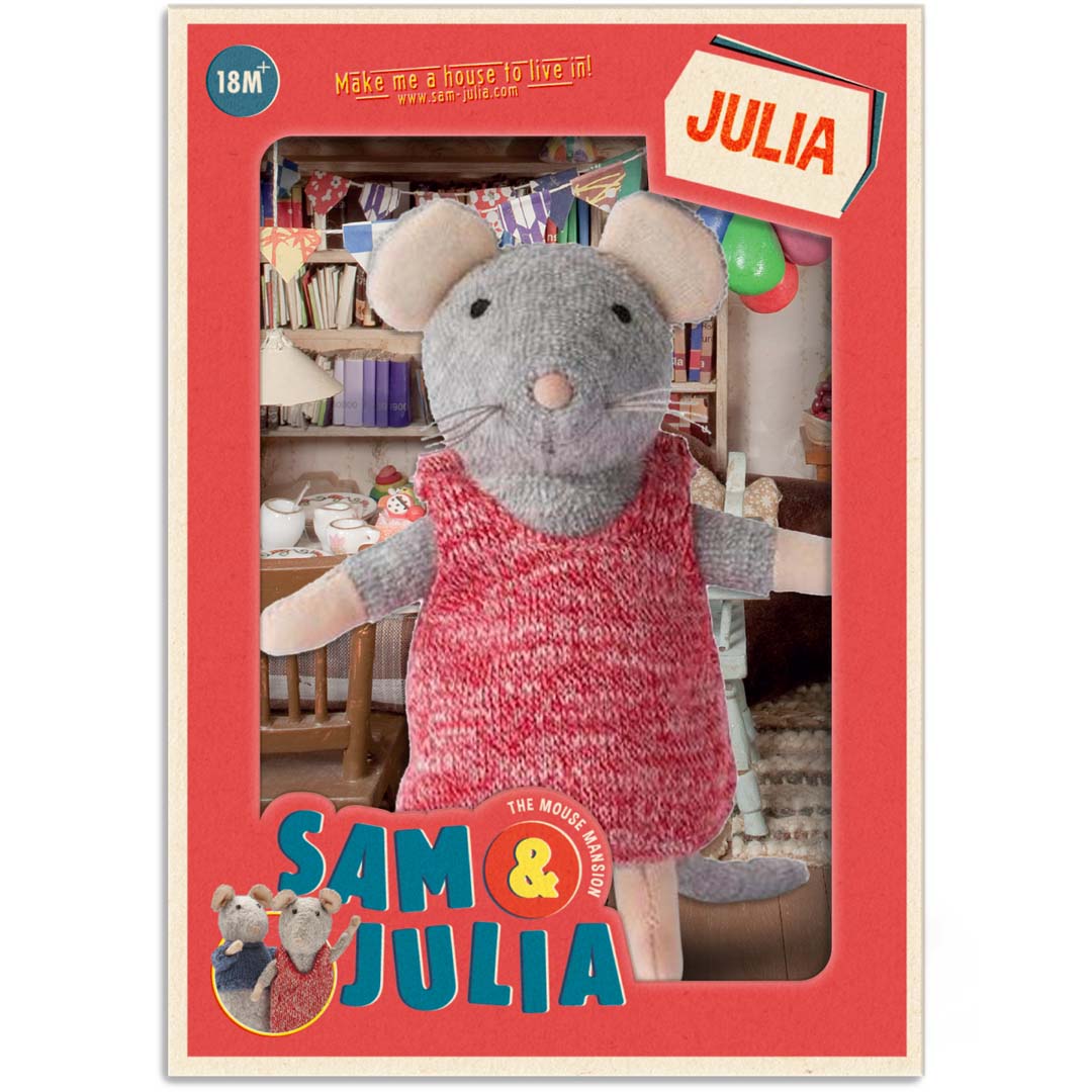 Plüsch-Maus Julia von Sam & Julia, 12 cm groß, aus weicher Baumwolle und Polyester