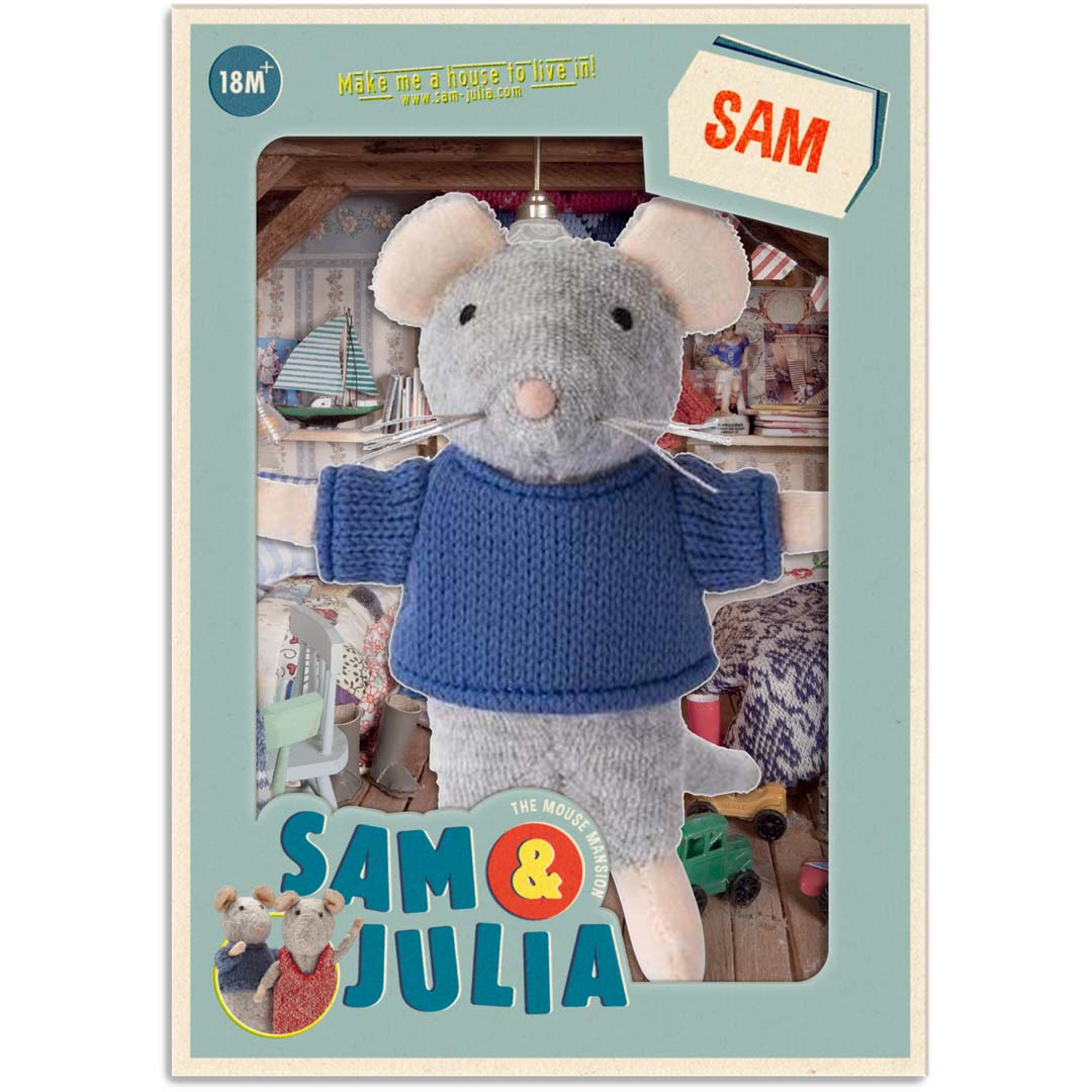 Kleine Plüsch-Maus Sam von Sam & Julia mit weichem Baumwoll-Polyester-Mix