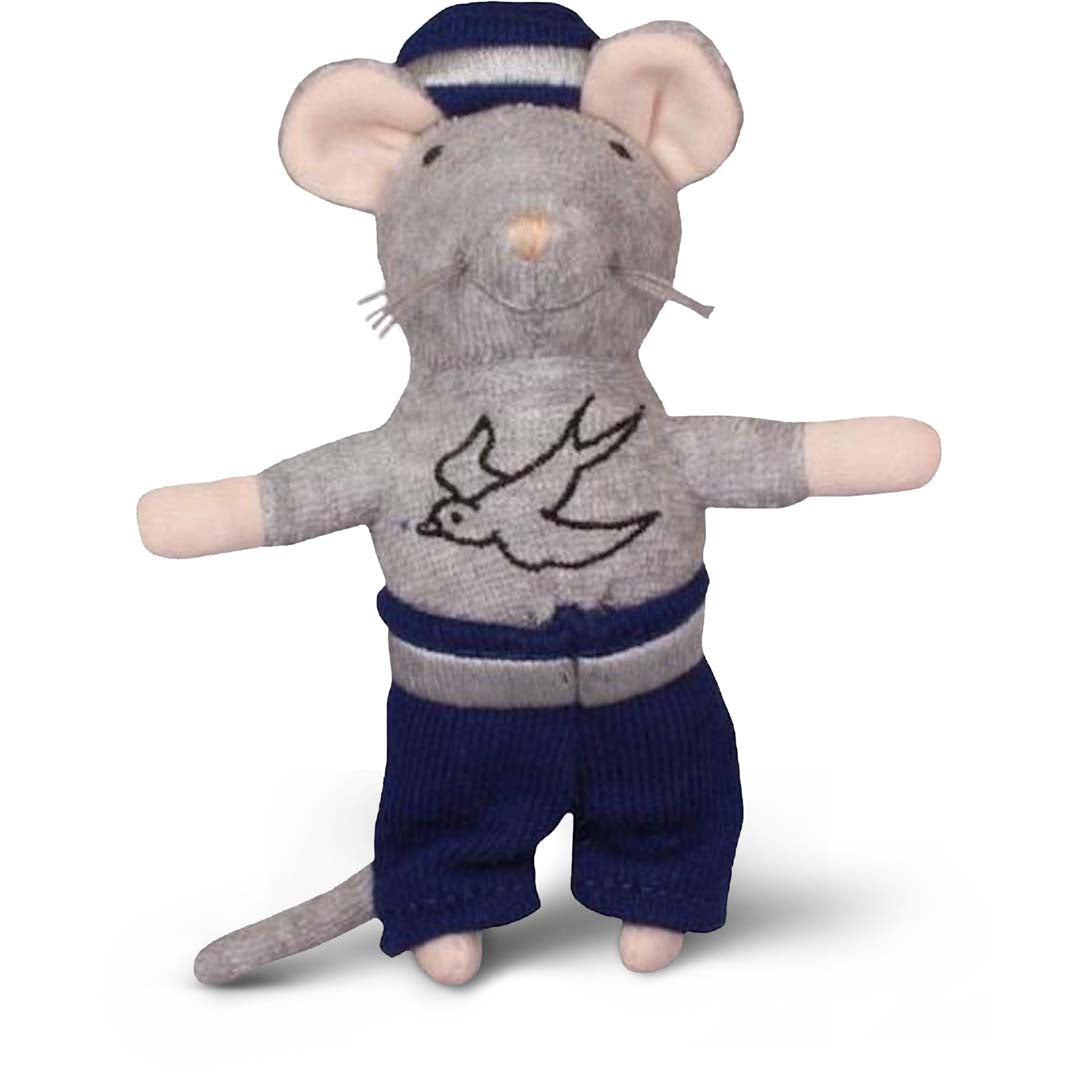 Kleine graubraune Plüsch-Maus Opa Seemann von Sam & Julia mit Matrosenkleidung