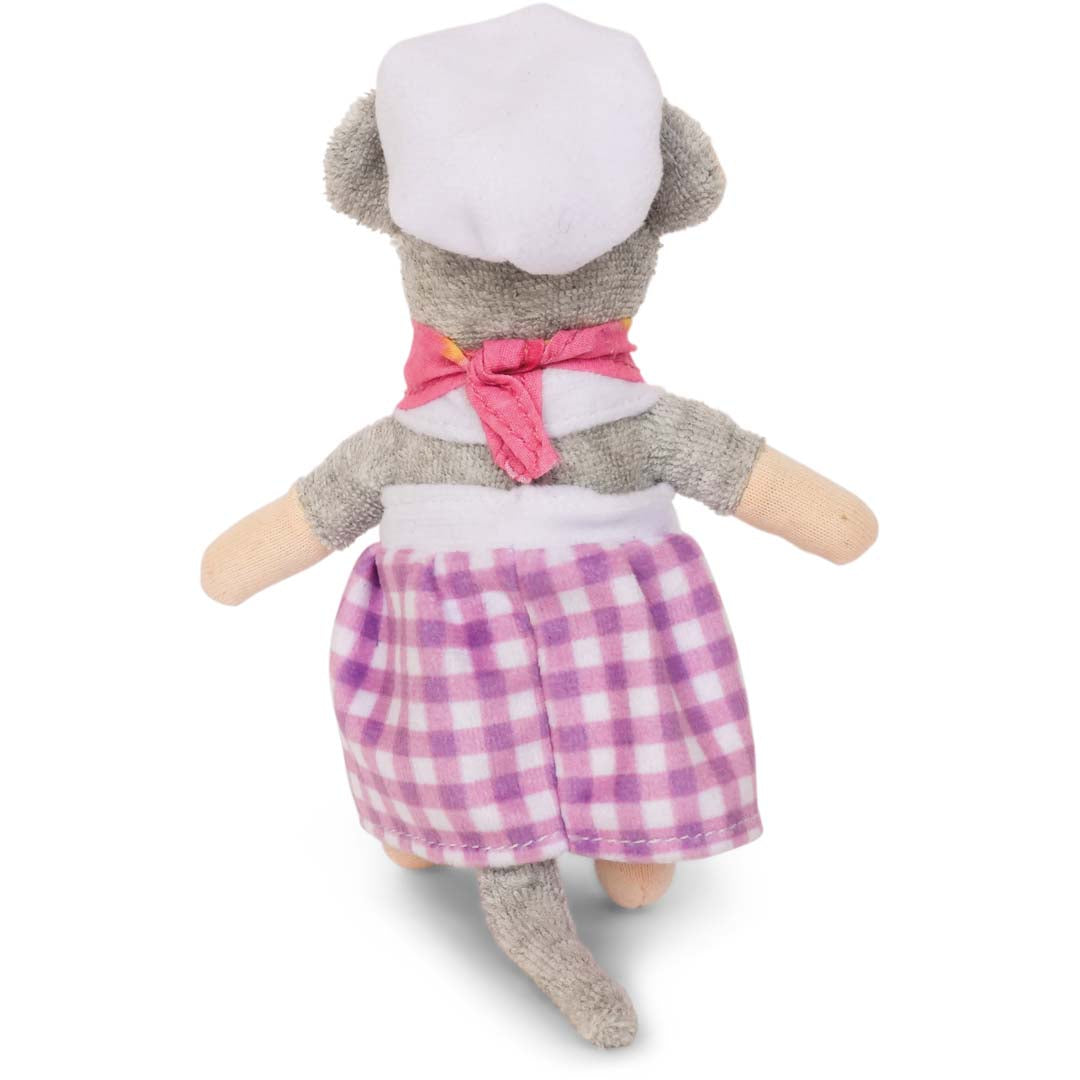 Plüsch-Maus Bäckerin von Sam & Julia, 12 cm groß, aus weicher Baumwolle und Polyester