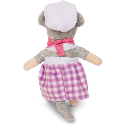 Plüsch-Maus Bäckerin von Sam & Julia, 12 cm groß, aus weicher Baumwolle und Polyester
