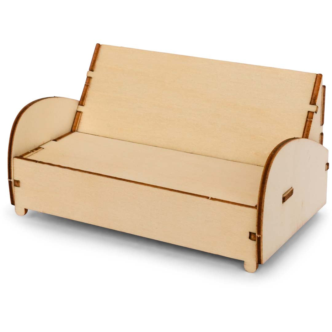 Holz-Baukastenset Mäusehaus-Wohnzimmer von Sam & Julia mit Möbelteilen zum Zusammensetzen