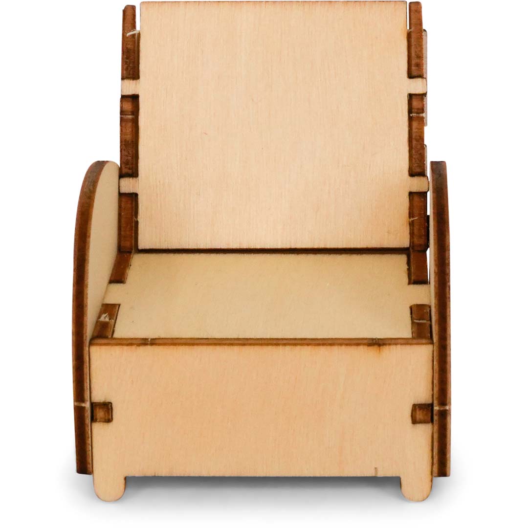 Holz-Baukastenset Mäusehaus-Wohnzimmer von Sam & Julia mit Möbelteilen zum Zusammensetzen