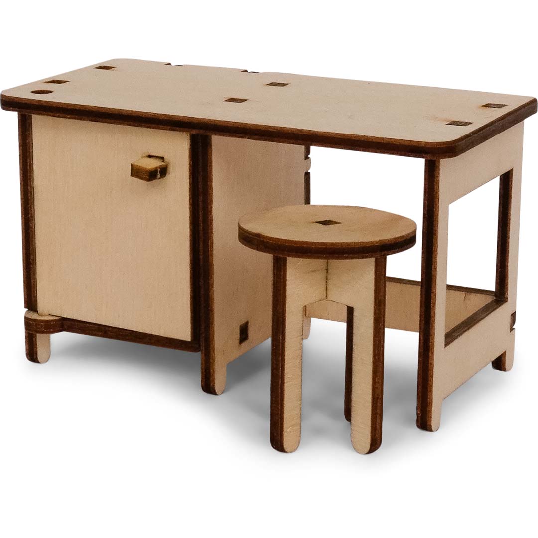 Holz-Baukastenset Sam & Julia Mäusehaus mit vorgeschnittenen Möbelteilen für Miniaturzimmer