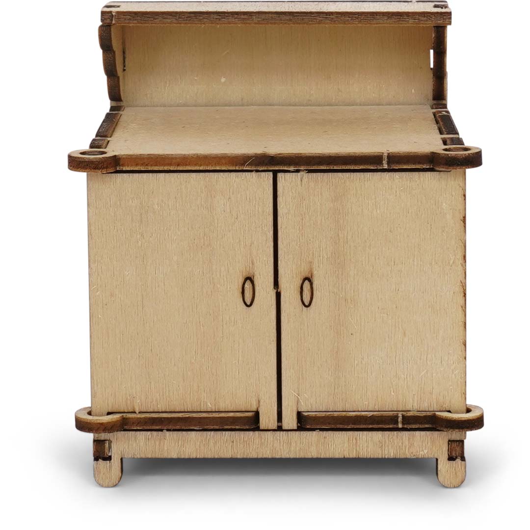 Holz-Baukastenset Sam & Julia Mäusehaus-Küche mit Herd, Spüle, Tisch und Schränken im Maßstab 1:12