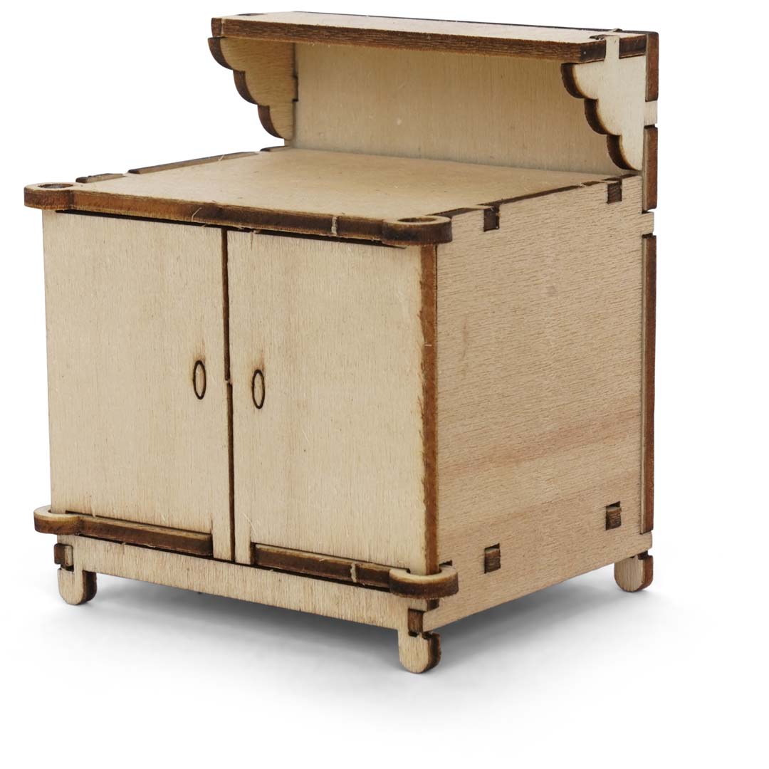Holz-Baukastenset Sam & Julia Mäusehaus-Küche mit Herd, Spüle, Tisch und Schränken im Maßstab 1:12