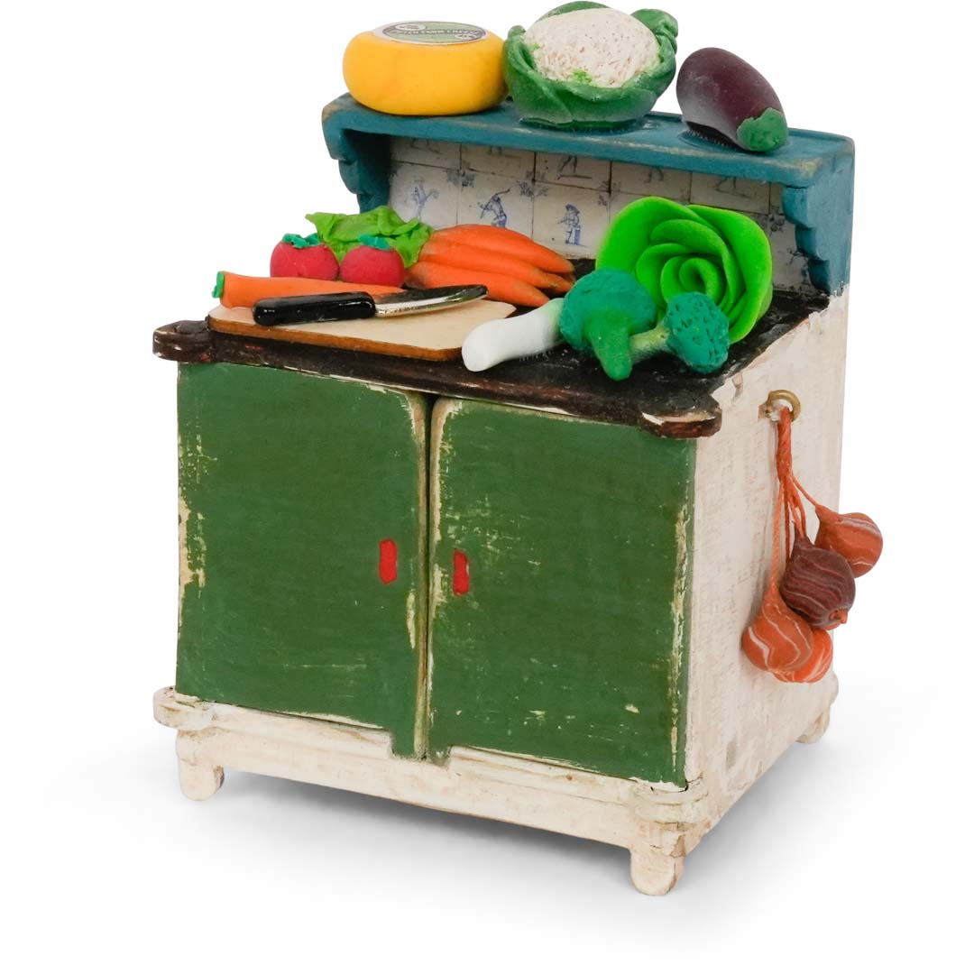 Holz-Baukastenset Sam & Julia Mäusehaus-Küche mit Herd, Spüle, Tisch und Schränken im Maßstab 1:12