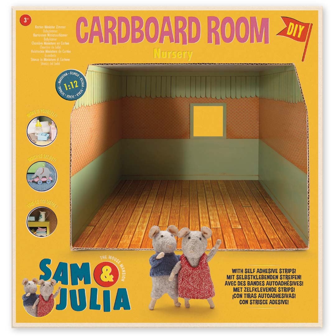 Mäusehaus-Zimmer Nursery Sam & Julia mit bedruckter Pappe und Tapeten-Design